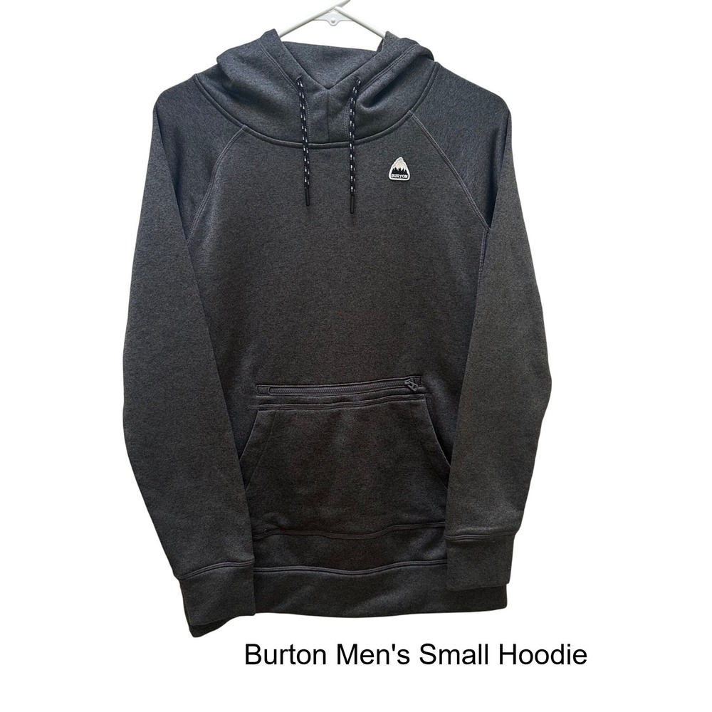 Burton Men Small Charcoal Heather Crown Bonded Fleece Pullover Hoodie 13617